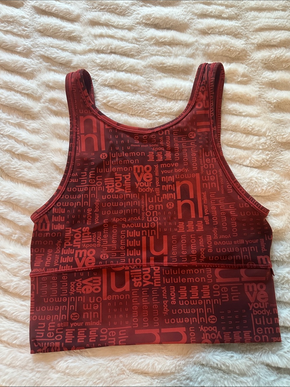 Lululemon Red Logo Print Sports Bra Power Pivot Size 6